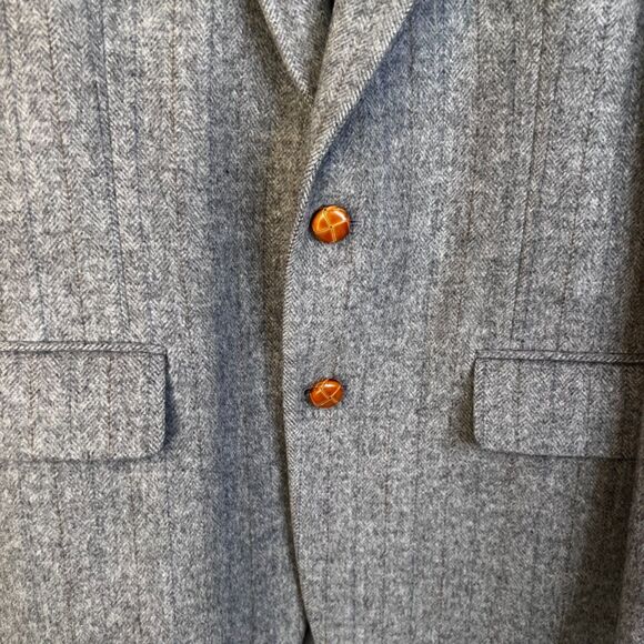 Aldo Rossini Camel Hair & Wool Career Blazer Sport Coat Gray Pin Striped Sz 38R - Picture 4 of 14